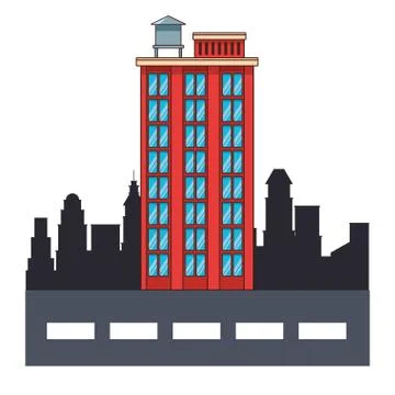 Real state building cartoon Ilustración de archivo