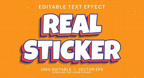 Real sticker vector text effect with modern style design 스톡 일러스트