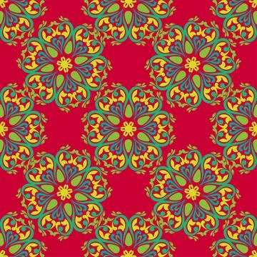 Real Tatar seamless pattern. Islamic tulip, floral geometry. Culture of the.. Stock Illustration