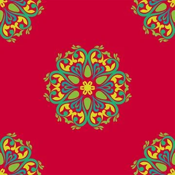 Real Tatar seamless pattern. Islamic tulip, floral geometry. Culture of the.. Stock Illustration