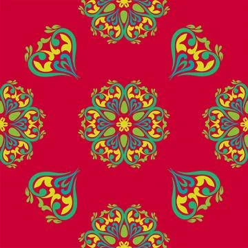 Real Tatar seamless pattern. Islamic tulip, floral geometry. Culture of the.. Illustrazione stock