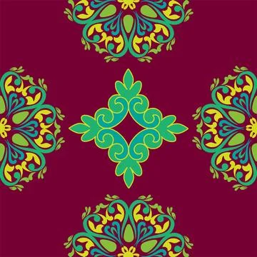 Real Tatar seamless pattern. Islamic tulip, floral geometry. Culture of the T Stock Illustration
