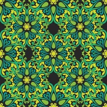 Real Tatar seamless pattern. Islamic tulip, floral geometry. Culture of the.. Stock Illustration