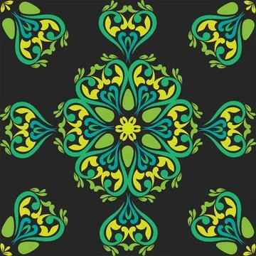 Real Tatar seamless pattern. Islamic tulip, floral geometry. Culture of the.. Stock Illustration