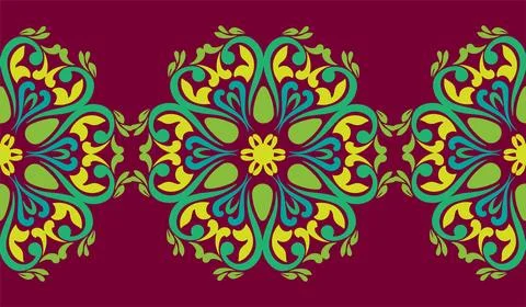 Real Tatar seamless pattern. Islamic tulip, floral geometry. Culture of the.. Ilustração Stock