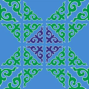 Real Tatar seamless pattern. Islamic tulip, floral geometry. Culture of the T Stock Illustration