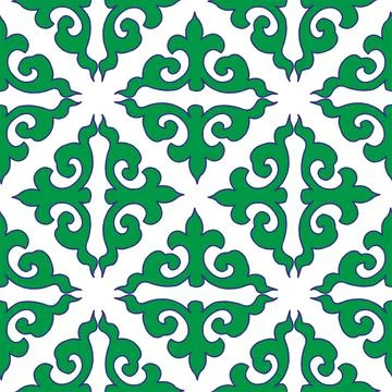 Real Tatar seamless pattern. Islamic tulip, floral geometry. Culture of the.. Stock Illustration
