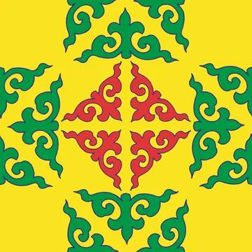 Real Tatar seamless pattern. Islamic tulip, floral geometry. Culture of the T Stock Illustration