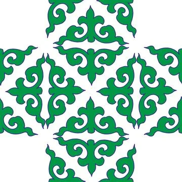 Real Tatar seamless pattern. Islamic tulip, floral geometry. Culture of the T Stock Illustration