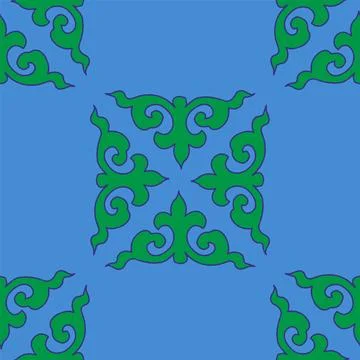 Real Tatar seamless pattern. Islamic tulip, floral geometry. Culture of the T Stock Illustration
