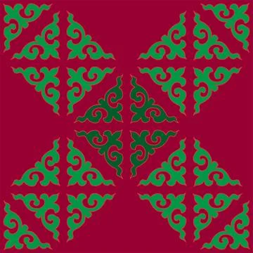 Real Tatar seamless pattern. Islamic tulip, floral geometry. Culture of the T Stock Illustration