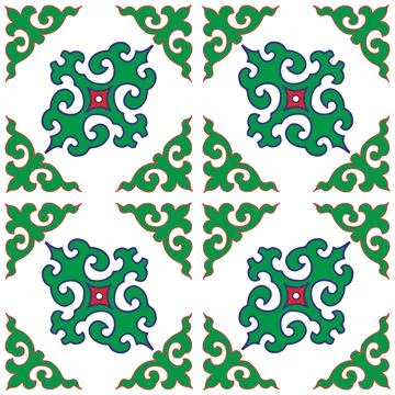 Real Tatar seamless pattern. Islamic tulip, floral geometry. Culture of the.. Stock Illustration