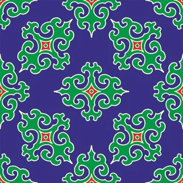 Real Tatar seamless pattern. Islamic tulip, floral geometry. Culture of the.. Stock Illustration