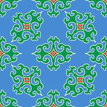 Real Tatar seamless pattern. Islamic tulip, floral geometry. Culture of the.. Stock Illustration