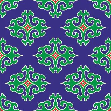 Real Tatar seamless pattern. Islamic tulip, floral geometry. Culture of the.. Stock Illustration