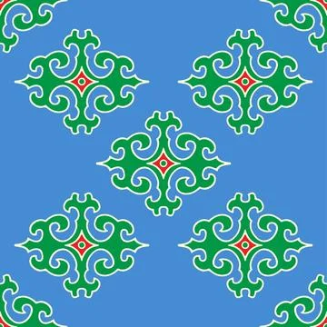 Real Tatar seamless pattern. Islamic tulip, floral geometry. Culture of the T Stock Illustration