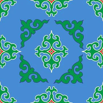 Real Tatar seamless pattern. Islamic tulip, floral geometry. Culture of the.. Stock Illustration