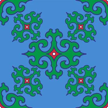 Real Tatar seamless pattern. Islamic tulip, floral geometry. Culture of the T Stock Illustration