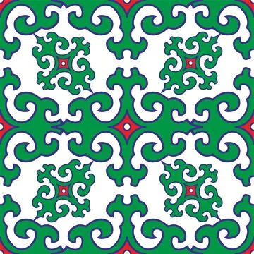 Real Tatar seamless pattern. Islamic tulip, floral geometry. Culture of the T Stock Illustration