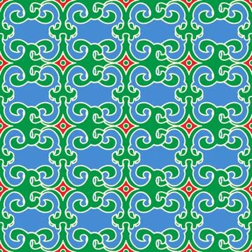 Real Tatar seamless pattern. Islamic tulip, floral geometry. Culture of the T Stock Illustration