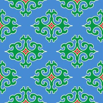 Real Tatar seamless pattern. Islamic tulip, floral geometry. Culture of the T Stock Illustration