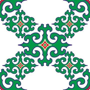 Real Tatar seamless pattern. Islamic tulip, floral geometry. Culture of the T Stock Illustration