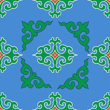 Real Tatar seamless pattern. Islamic tulip, floral geometry. Culture of the T Stock Illustration