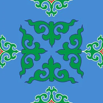 Real Tatar seamless pattern. Islamic tulip, floral geometry. Culture of the T Stock Illustration