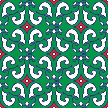 Real Tatar seamless pattern. Islamic tulip, floral geometry. Culture of the.. Stock Illustration