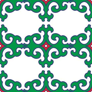 Real Tatar seamless pattern. Islamic tulip, floral geometry. Culture of the.. Ilustração Stock