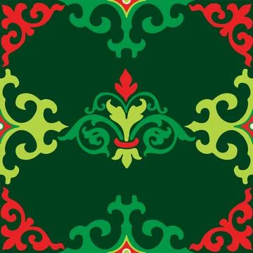 Real Tatar seamless pattern. Islamic tulip, floral geometry. Culture of the.. Stock Illustration