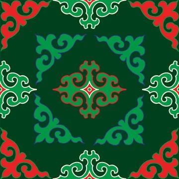 Real Tatar seamless pattern. Islamic tulip, floral geometry. Culture of the.. 스톡 일러스트