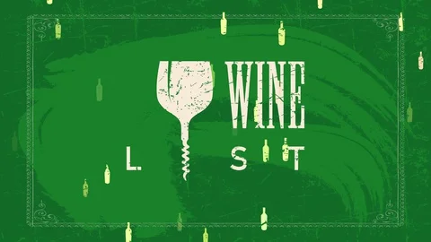 Real text for alcohol mark with words wine list written with white chalk and Stock Footage 129643507