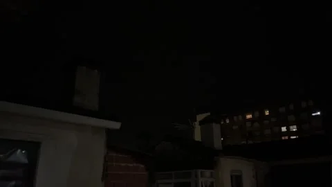 Real thunderstorm curtain of Lightning Strikes Over City with electrical storm Stock Footage 319613977