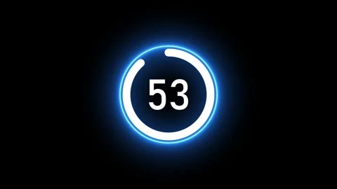 Real time 60 seconds countdown clock neon animation isolated on black background Stock Footage 321299060