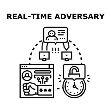 Real time adversary launching cyber attack on data network Stock Illustration