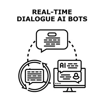 Real time ai chatbot dialogue loop concept Illustrazione stock