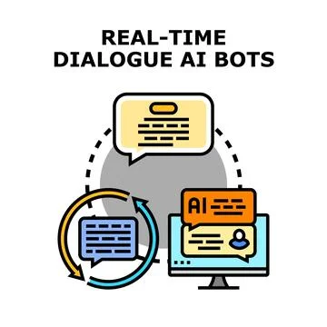 Real time ai chatbot dialogue loop concept Illustrazione stock