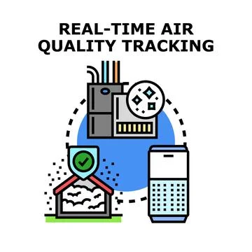 Real time air quality tracking technology app Stock Illustration