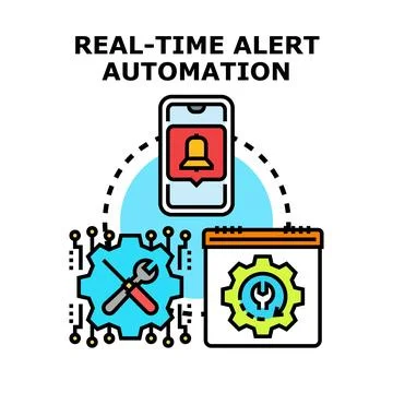 Real time alert automation concept transmitting critical notifications Stock Illustration