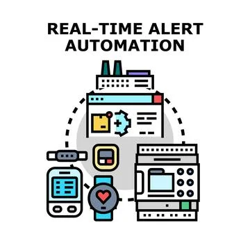 Real time alert automation system notifying smart devices Stock Illustration