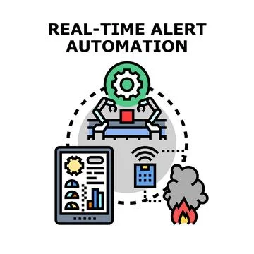 Real time alert automation system reacting to incidents Ilustração Stock