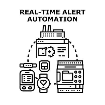 Real time alert automation system notifying smart devices 스톡 일러스트