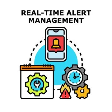 Real time alert management system for scheduled maintenance Illustrazione stock