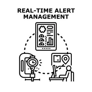 Real time alert management system tracking process Ilustração Stock