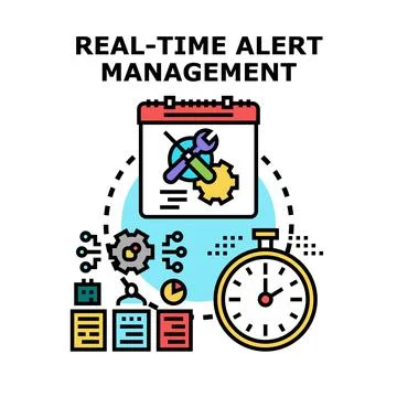 Real time alert management system concept vector Stock Illustration