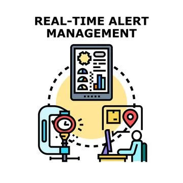 Real time alert management system tracking process Ilustração Stock