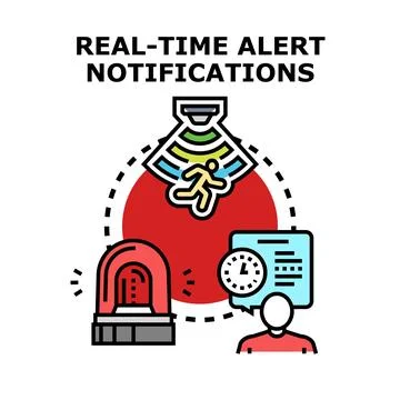 Real time alert notifications concept vector illustration Illustrazione stock