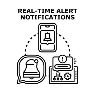Real time alert notifications on mobile devices Stock Illustration