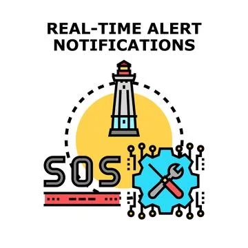 Real time alert notifications system providing vital information Stock Illustration